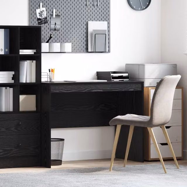 Berkfield Home Writing Desk in Black Oak, W/D/H: 100 x 50 x 76 cm