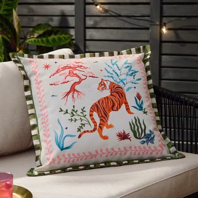 Make It A Home Tiger Dream Multicoloured Striped Square Outdoor Cushion