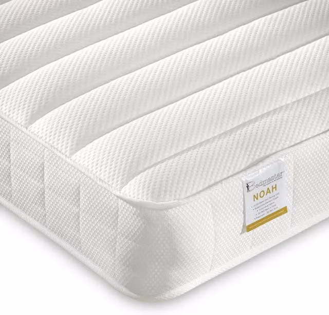 Bedmaster Noah Hybrid Memory Foam Sprung Low Profile Mattress, White, W: 140 cm, L: 200 cm
