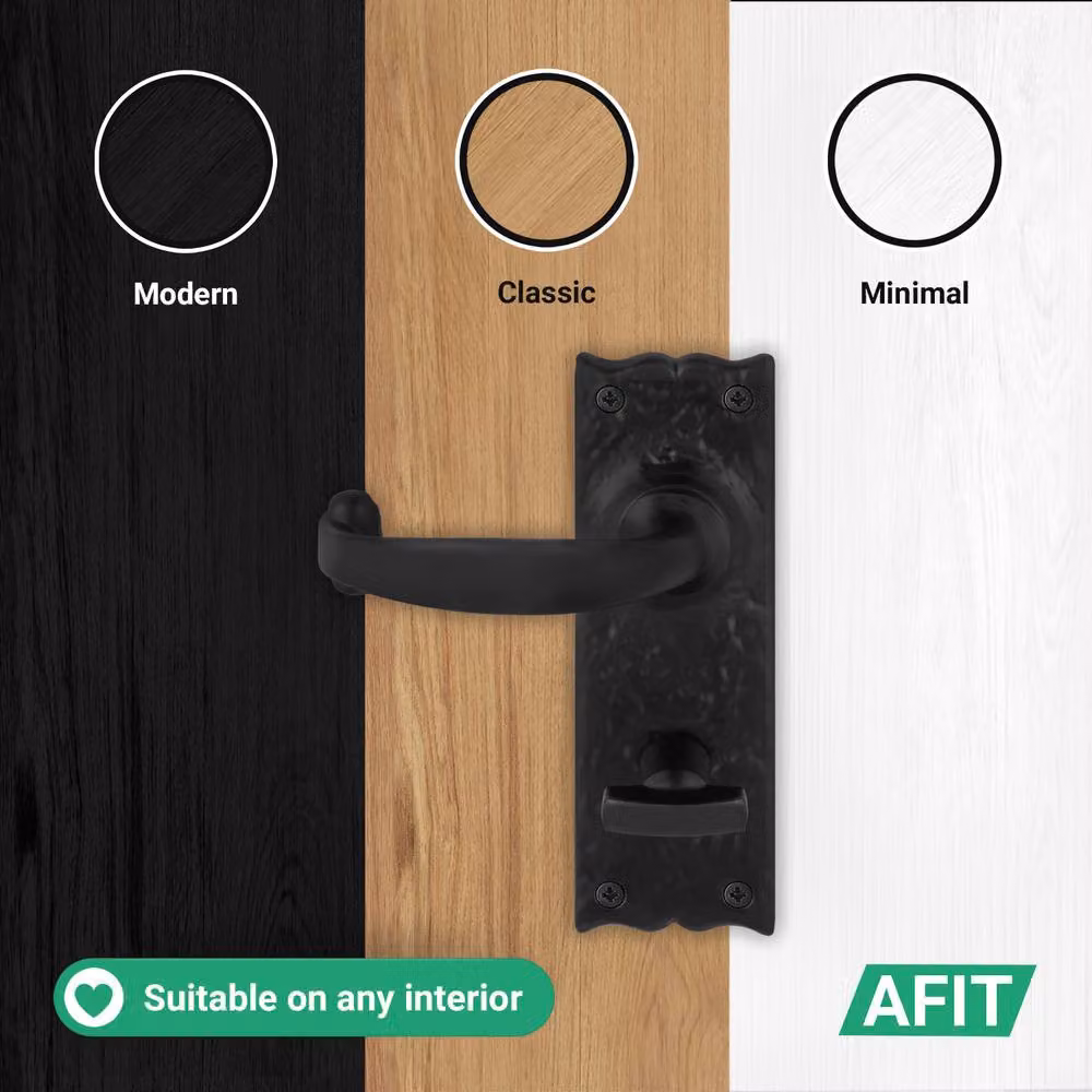 AFIT Black Antique Cast Iron Bathroom Door Handles with WC Lock, 1 Pair, W/H: 15 x 15 cm – 6