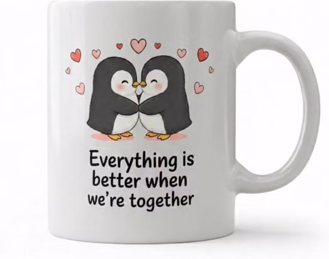 Dyzi White Ceramic Valentine's Day Mug for Adults – 1