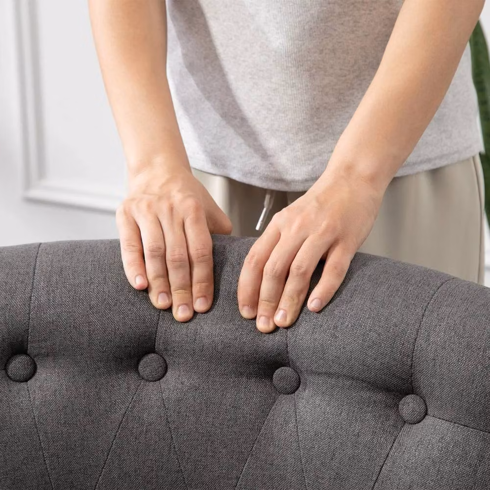 NESTLUNE Grey Fabric Single Sofa with Armrests and Wood Legs, W: 100 cm, D: 15 cm – 3