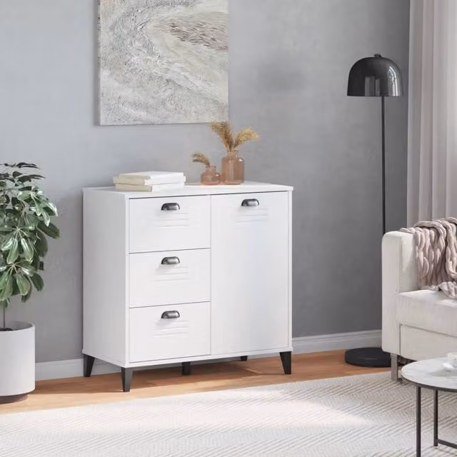 Berkfield Home VIKEN White Sideboard in Engineered Wood W/D/H: 80 x 40 x 80 cm