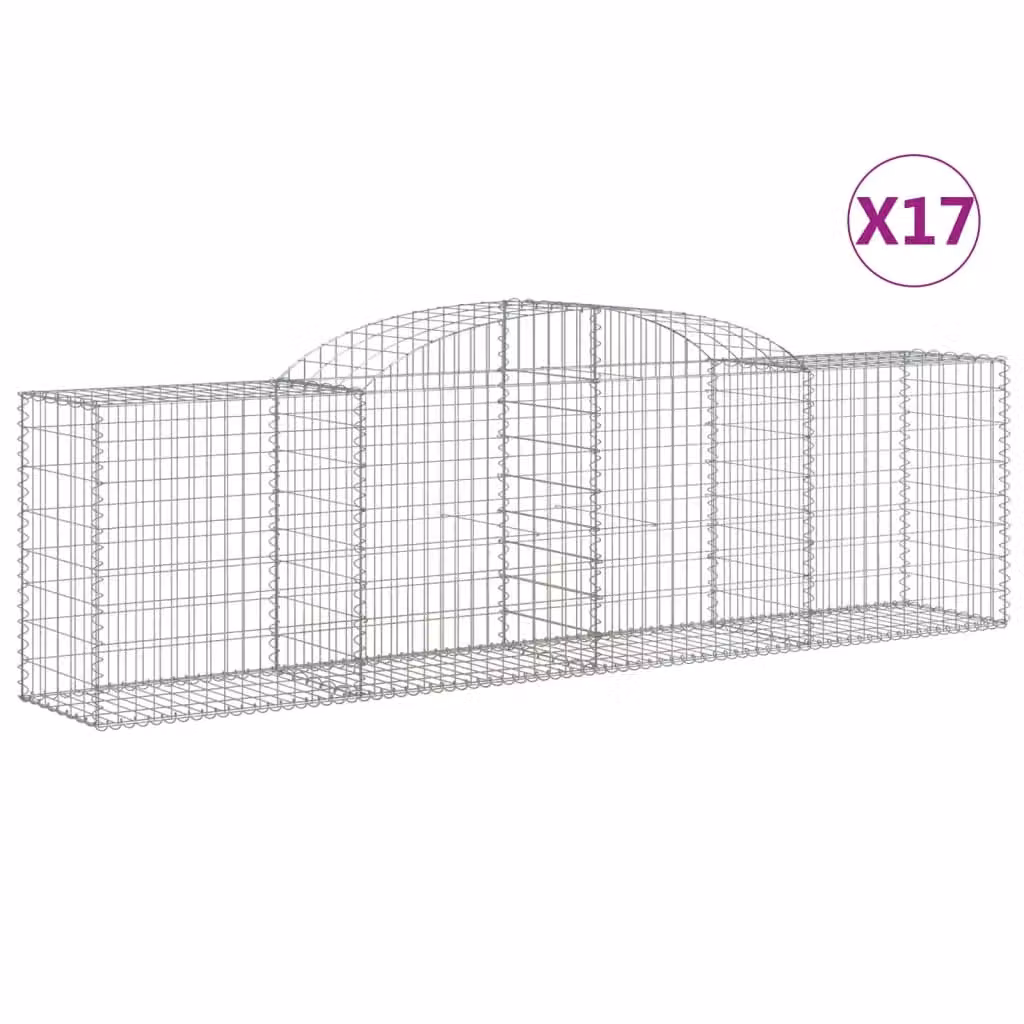 Berkfield Home Arched Gabion Baskets, 17 Piece Set, Silver Galvanised Steel, W: 300 cm, D: 50 cm, H: 80-100 cm – 2