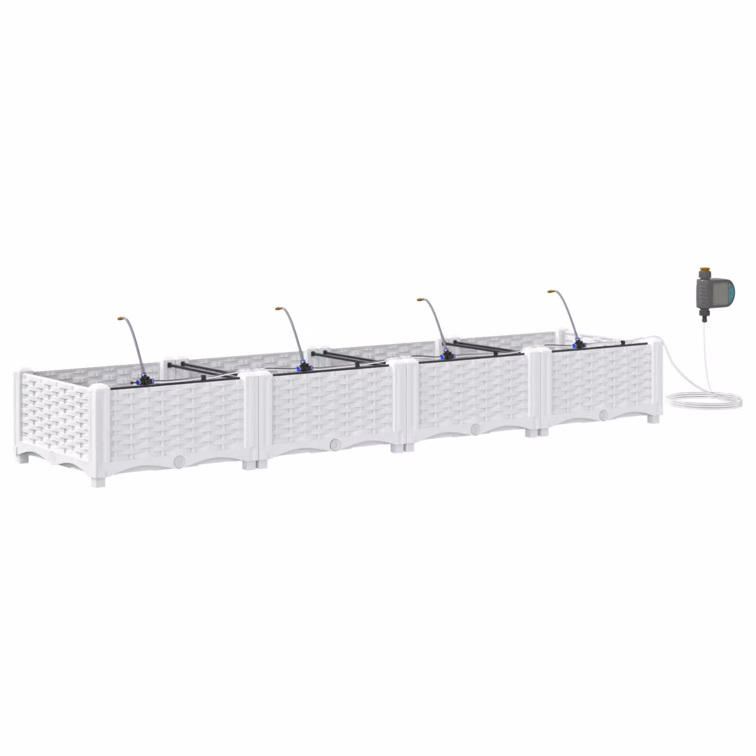 Berkfield Home Garden Planters with Water Irrigation System, 4 Piece Set, White – 2