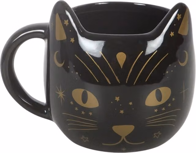 Kingsbury Gifts Black Ceramic Cat Face Mug with Ears