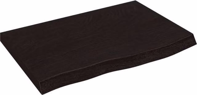 Berkfield Home Dark Grey Treated Solid Wood Oak Table Top W: 60 cm, D: 40 cm, H: 2-4 cm