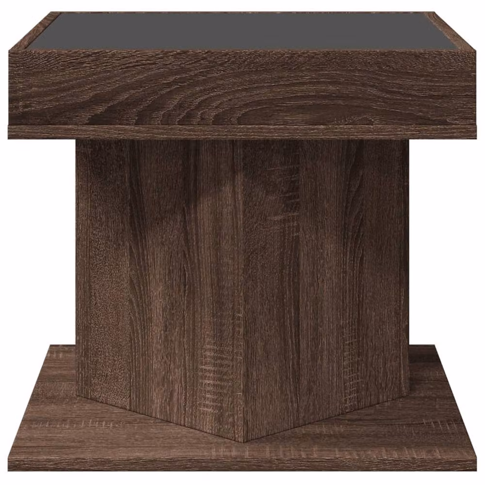 Berkfield Home Modern Square Coffee Table in Brown Oak with LED, W/D/H: 50 x 50 x 45 cm – 3