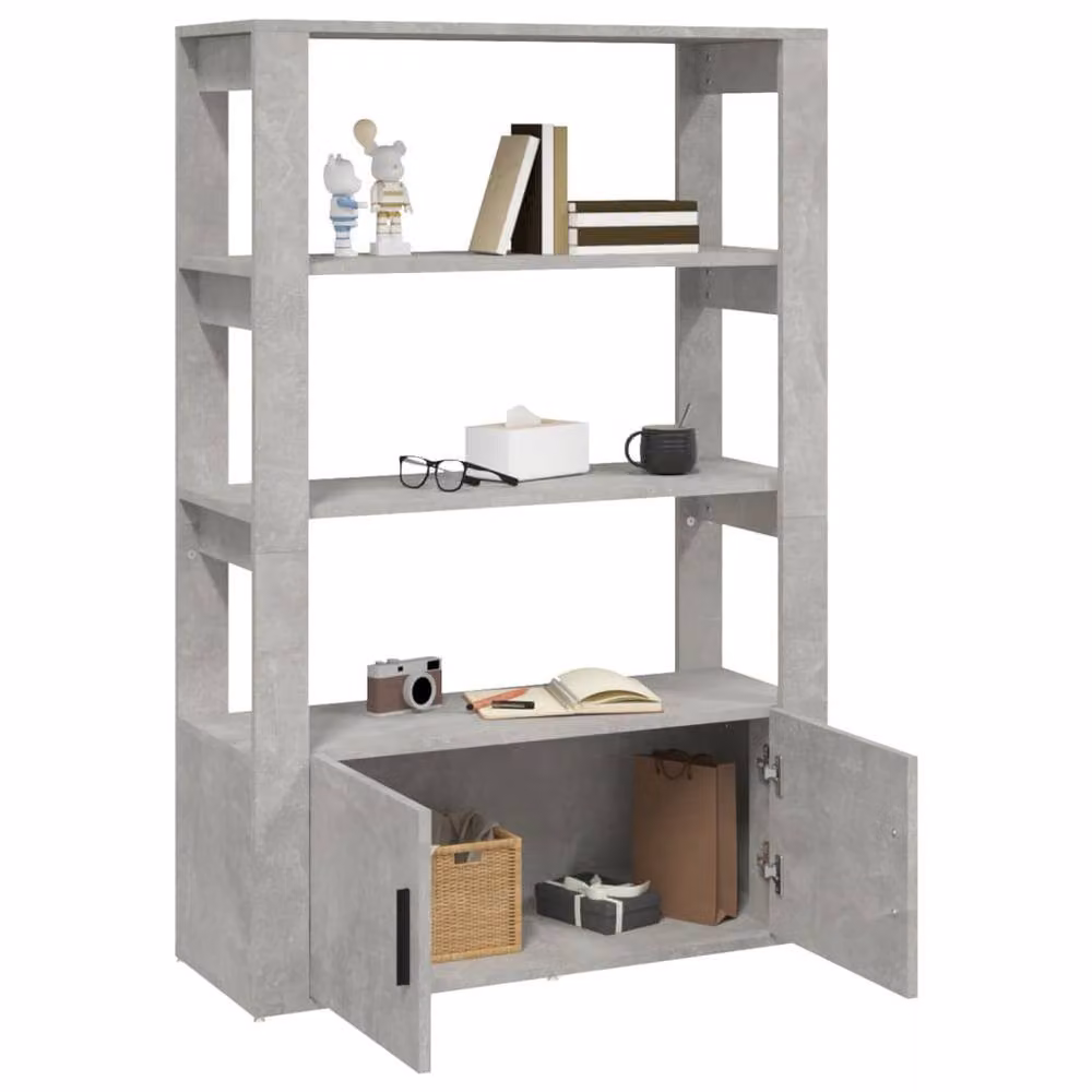 Berkfield Home Sideboard in Concrete Grey, W/D/H: 80 x 30 x 119.5 cm – 2