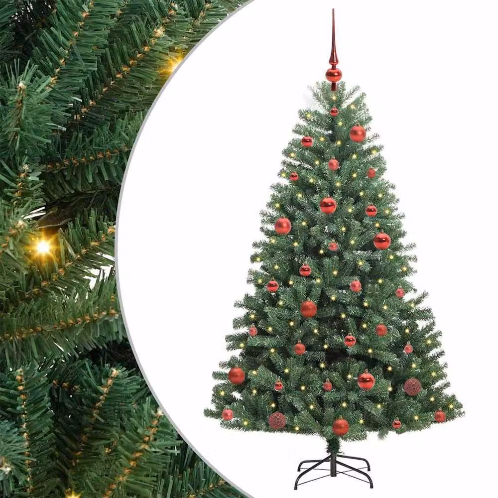 Berkfield Home Realistic Artificial Hinged Christmas Tree in Green, Height: 150 cm – 3