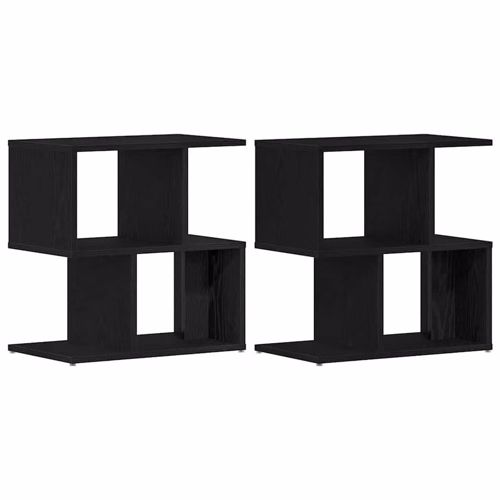 Berkfield Home Modern Bedside Cabinet Set of 2, Black Oak, W: 50 cm, D: 30 cm, H: 51.5 cm – 2