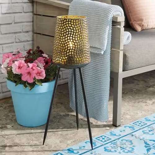 mysmartbuy Beehive Tripod LED Lamp in Bronze, USB Rechargeable Weatherproof Cordless Outdoor and Indoor Light with Timer, H64 x W19 cm – 1