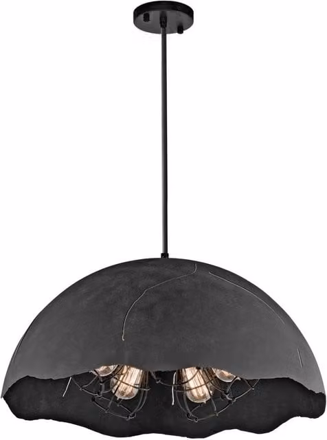 Netlighting Fracture 5 Light Dome Ceiling Pendant in Grey Metal with E27 Socket