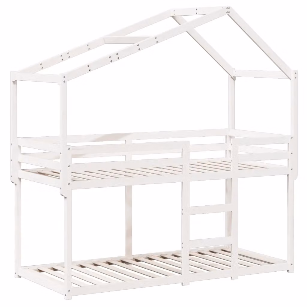 Berkfield Home White Solid Wood Pine Bunk Bed W/D/H: 80 x 200 cm – 2