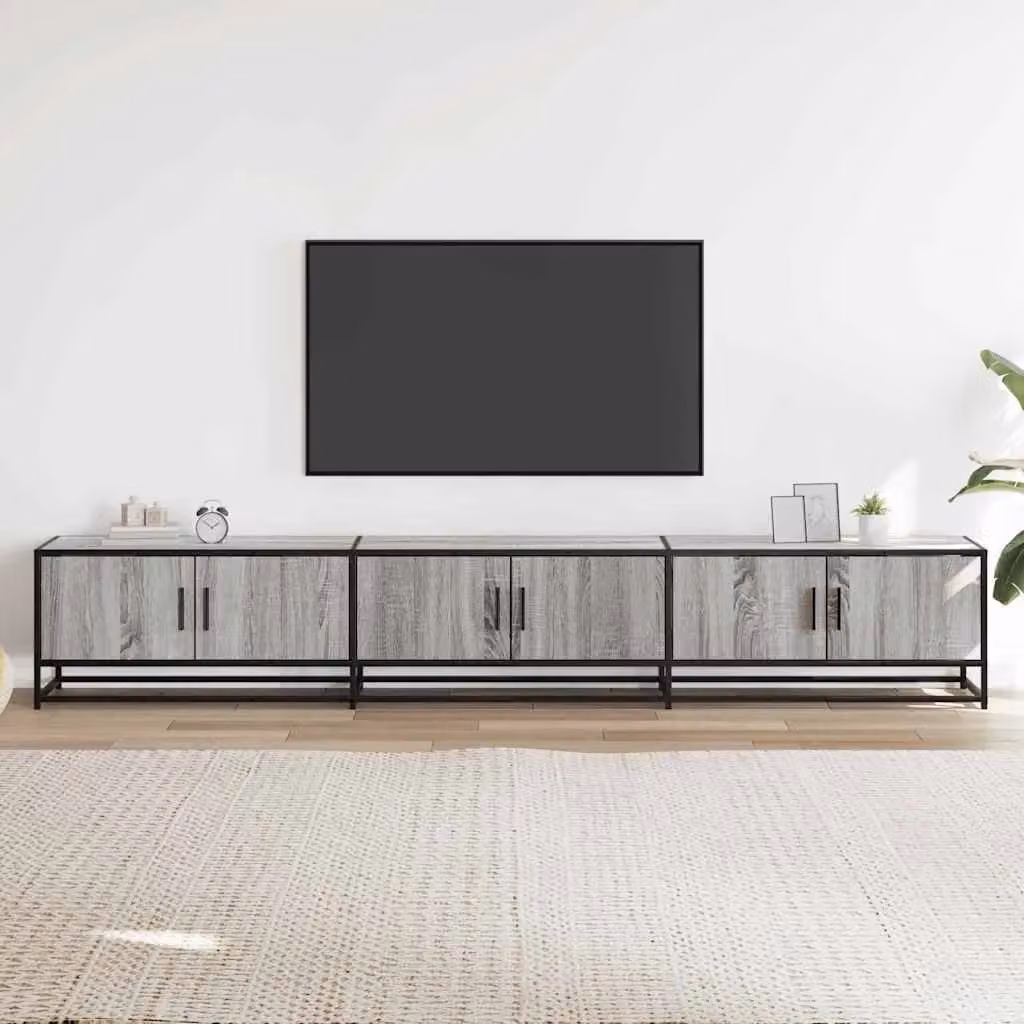 Berkfield Home Grey Sonoma TV Cabinet in Engineered Wood W: 240 cm, D: 41 cm, H: 41 cm – 3