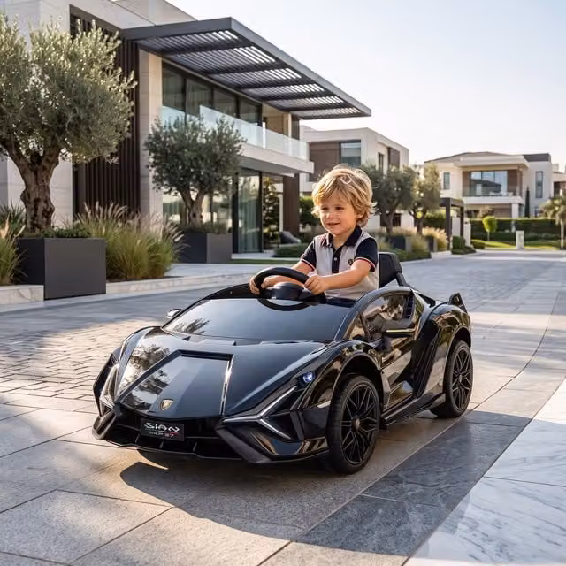 HOMCOM Lamborghini Sian Licensed 12V Electric Ride On Car for Kids in Black