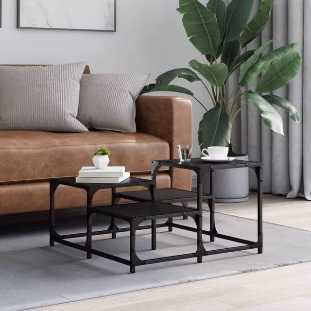Berkfield Home Black Square Coffee Table with Matt MDF and Metal Legs, W/D/H: 68 x 68 x 40 cm – 1