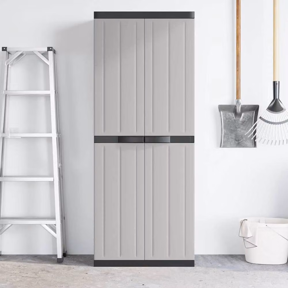Berkfield Home Outdoor Storage Cabinet in Grey and Black, W/D/H: 65 x 37 x 165 cm – 3
