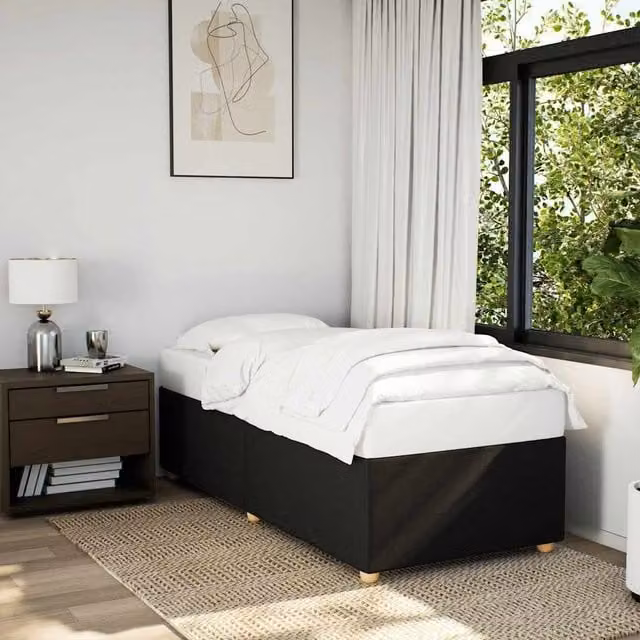 Berkfield Home Upholstered Single Bed Frame in Black Fabric