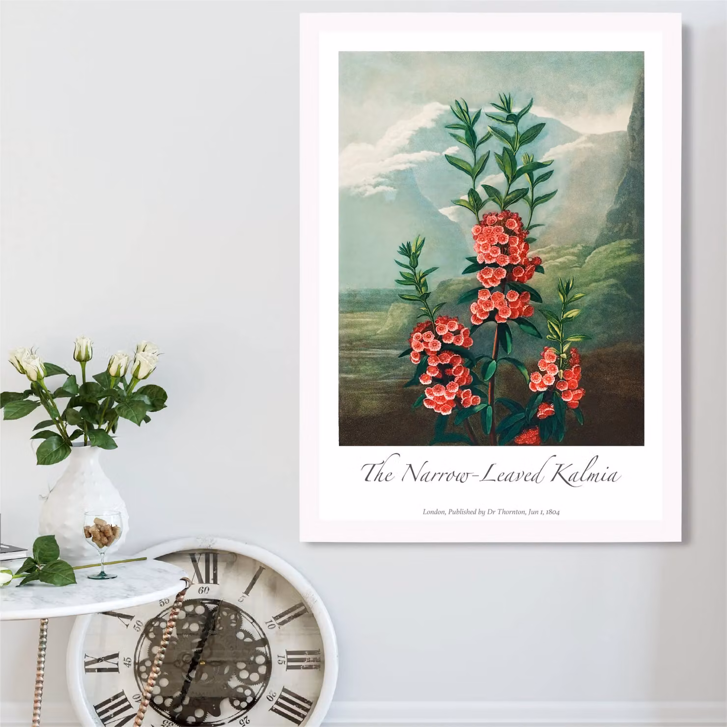 ARTZE Kalmia Flowers Vintage Floral Botanical Framed Print in Pink and White – 2