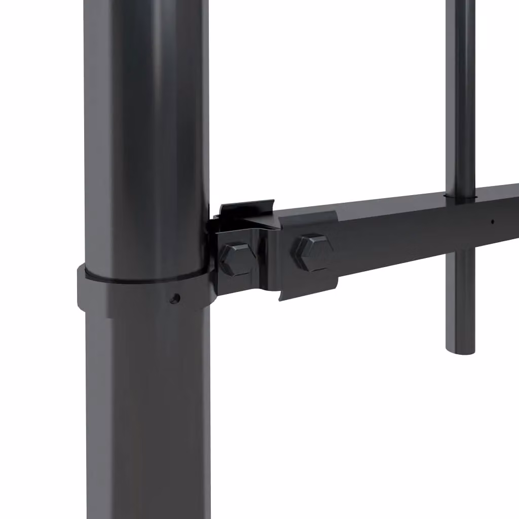 Berkfield Home Black Powder-Coated Steel Hoop Top Garden Fence, W: 15.3 m, H: 1 m – 2