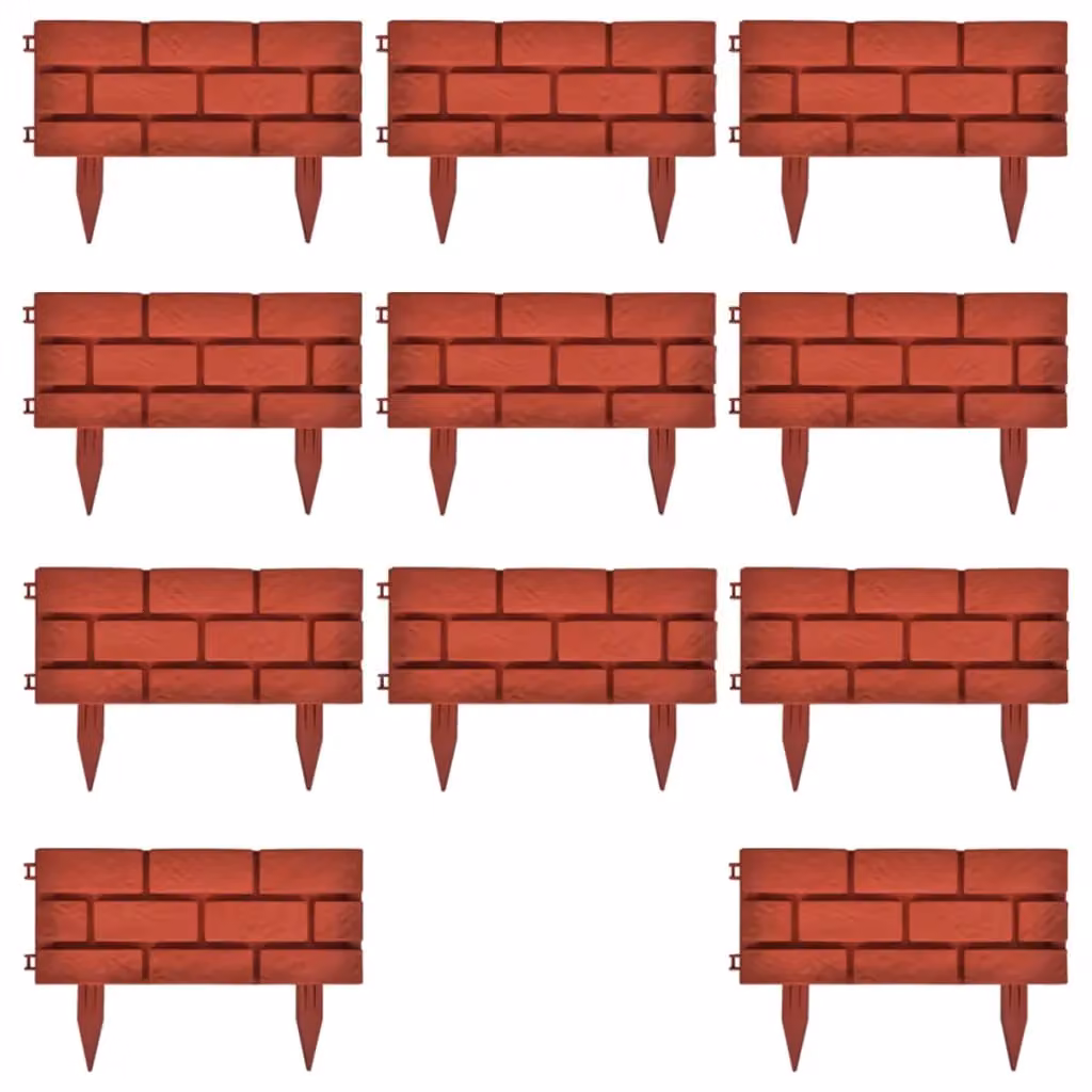 Berkfield Home Red Brick Design Plastic Lawn Divider, 11 Pieces – 6