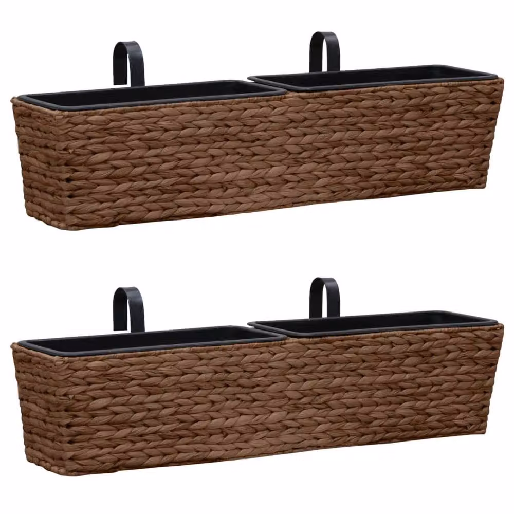 Berkfield Home Garden Brown Water Hyacinth Window Box Planters, 2 Pieces – 2