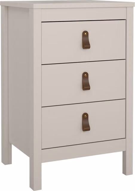 Furniture To Go Barcelona 3-Drawer Bedside Table in Beige Cashmere