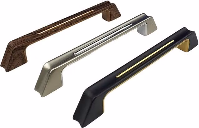 Golden Grace Shell Cabinet Cupboard Pull Handles in Matt Black and Gold