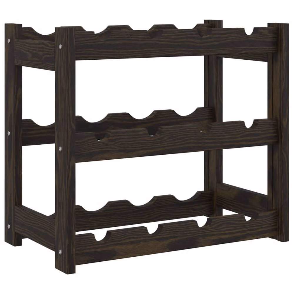 Berkfield Home Black Solid Pine Wall Mounted Wine Rack for 12 Bottles – 2