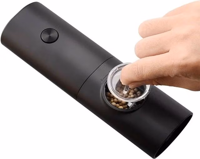 FLAVORA 2 Pack Electric Salt and Pepper Grinders with LED in Black