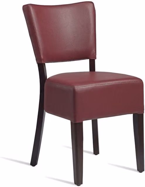 Netfurniture Bugel Side Chair in Red Synthetic Leather with Wenge Frame