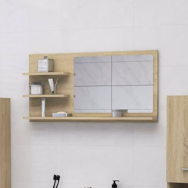 Berkfield Home Sonoma Oak Bathroom Mirror, Brown, W: 90 cm, D: 10.5 cm, H: 45 cm