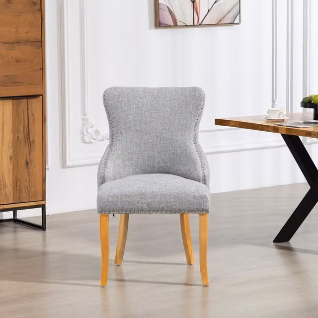 Artemis Home Set of 2 Classic Upholstered Fabric Dining Chairs in Grey