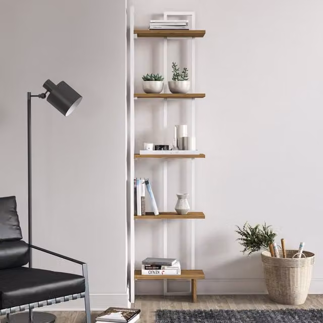 Decorotika Alice Corner Bookshelf in White and Brown