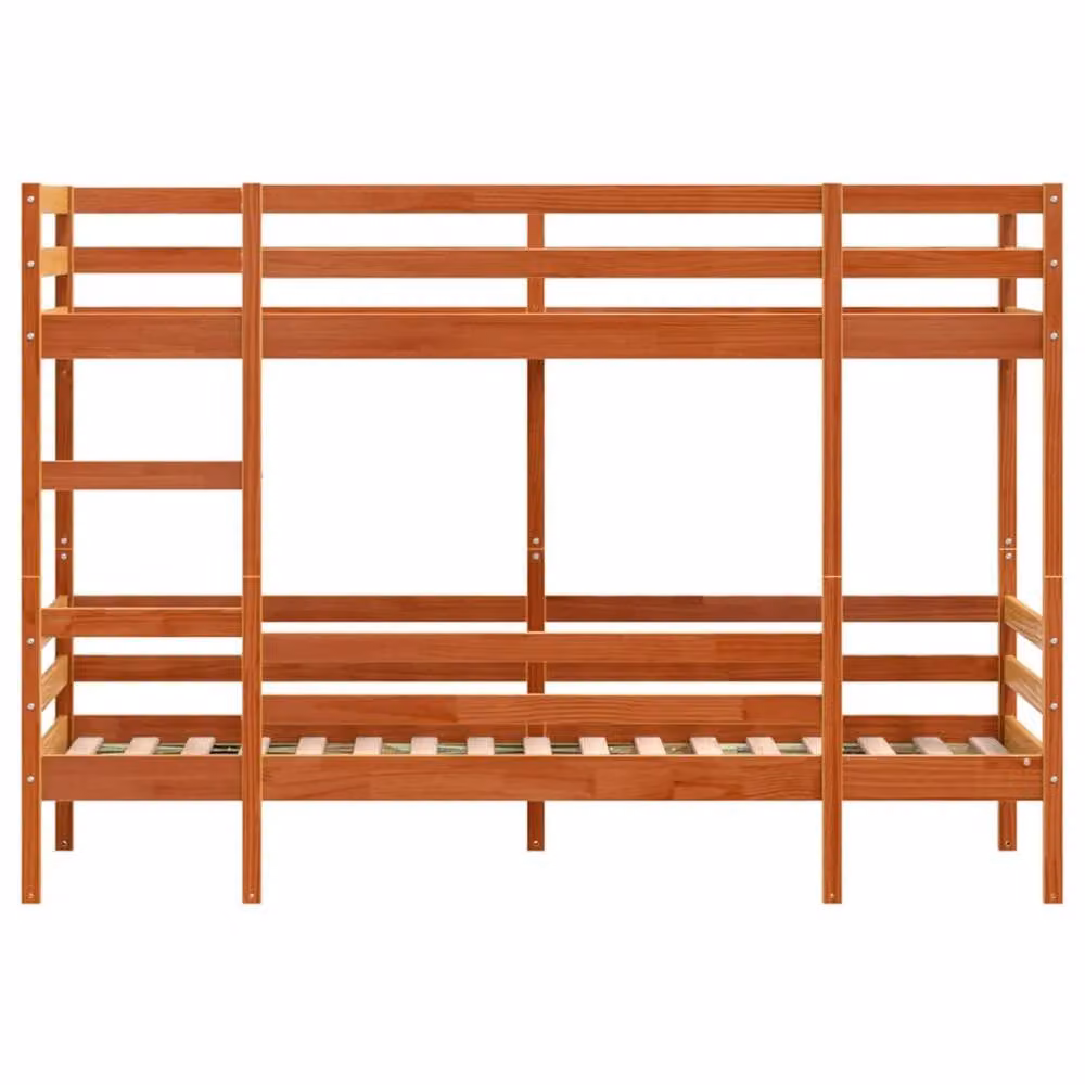 Berkfield Home Solid Wood Pine Bunk Bed in Wax Brown, W/D/H: 80 x 200 x 142 cm – 3
