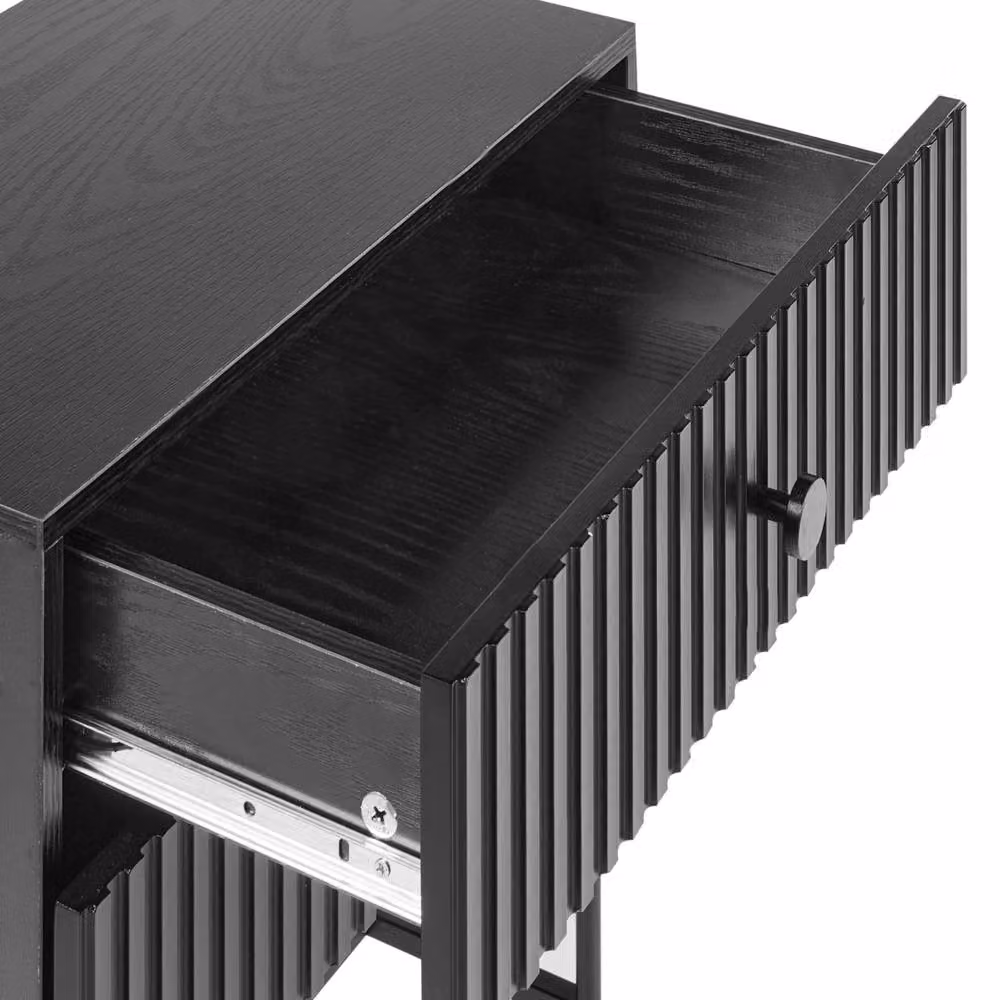 Wyld and Coco 2-Drawer Bedside Table in Black MDF – 5