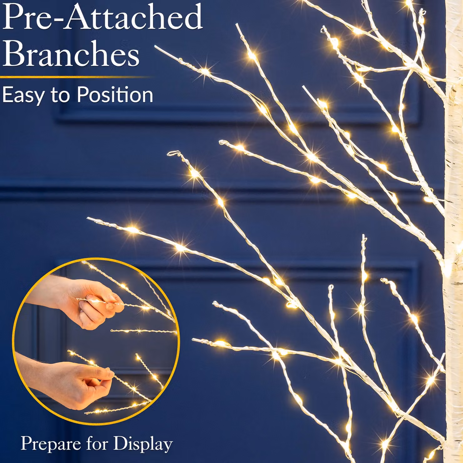 Christow White Birch Twig Tree with Micro LEDs for Indoor and Outdoor Christmas Decoration, Silver and White – 2