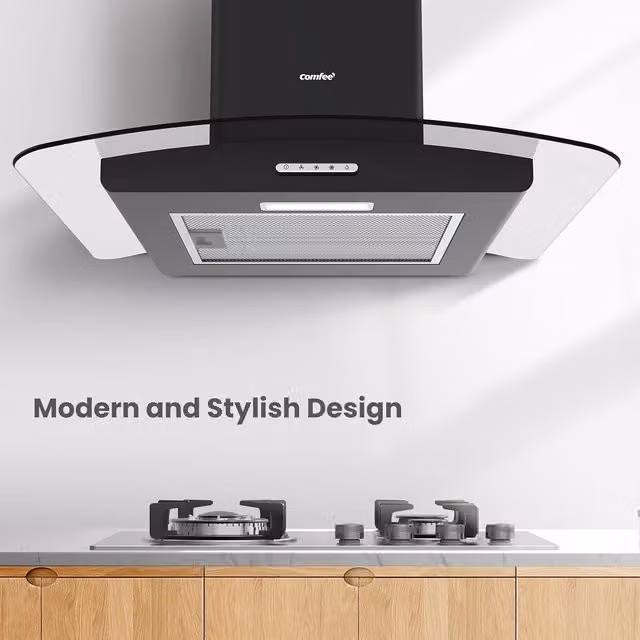 Living Star Black Wall Mounted Chimney Cooker Hood Extractor W: 60 cm, D: 60 cm, H: 68 cm