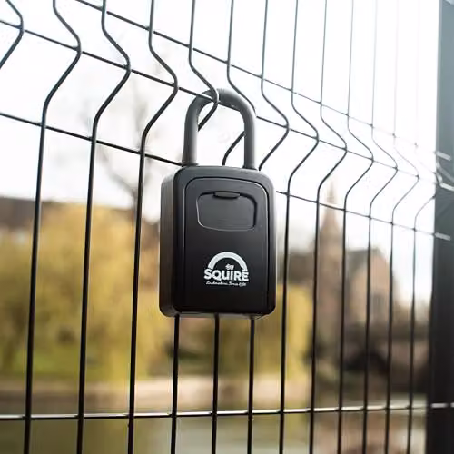 Squire KeyKeep 1 PB Combination Key Safe, Black, 4-Wheel Recodable with Removable Shackle – 5