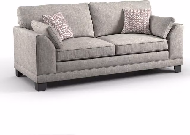 Furnishings For Less UK Hilliard Fullback 3 Seater Fabric Sofa in Beige or Grey