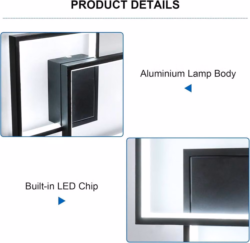 Goeco LED Square Indoor Wall Light, 34W, Black, Up and Down Lighting, 6500K Cool White – 4