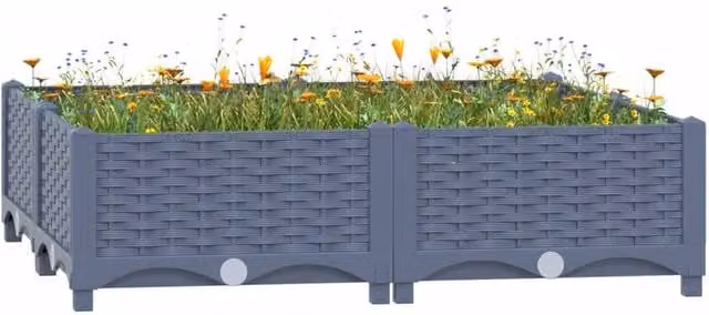 Berkfield Home Grey Plastic Raised Bed W/D/H: 80 x 80 x 23 cm