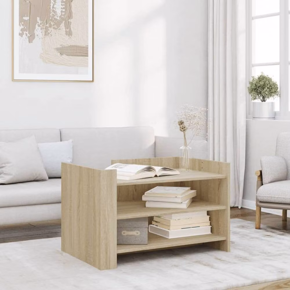 Berkfield Home Sonoma Oak Coffee Table in Beige, W/D/H: 80 x 50 x 50 cm – 1