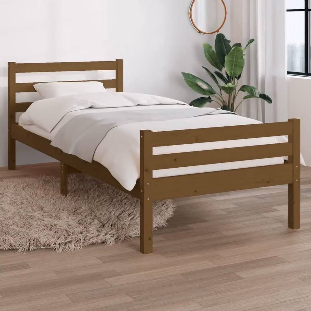 Berkfield Home Small Single Solid Wood Pine Bed Frame in Honey Brown, W: 75 cm x L: 190 cm – 2