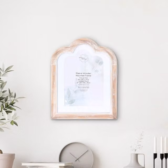 The Port. Co Gallery Maeve Single Rectangular Wooden Mounted Frame in Natural Brown, A4 Size