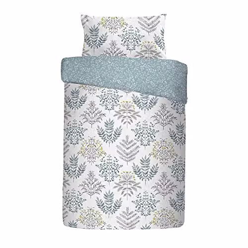 Dreams and Drapes Emily Easy Care Reversible Floral Duvet Cover and Pillowcase Set, Blue and White, W/H: 140 x 200 cm, Pillowcase: 90 x 200 cm – 2
