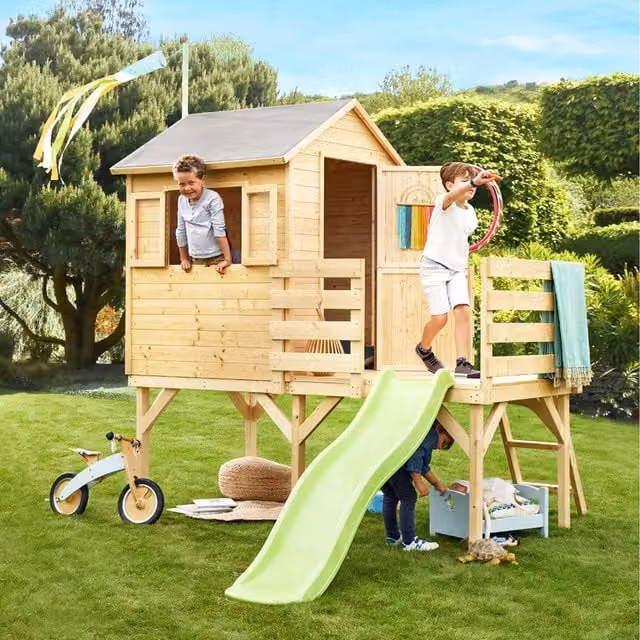 Soulet Josephine Playhouse with Slide and Sand Area in Natural and Multicolour
