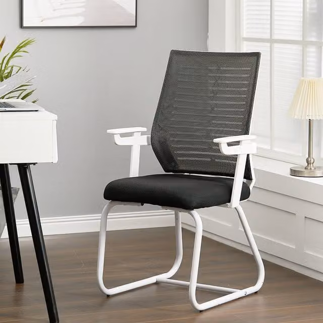 Livingandhome Modern Ergonomic Fabric Office Chair with Armrests in Black
