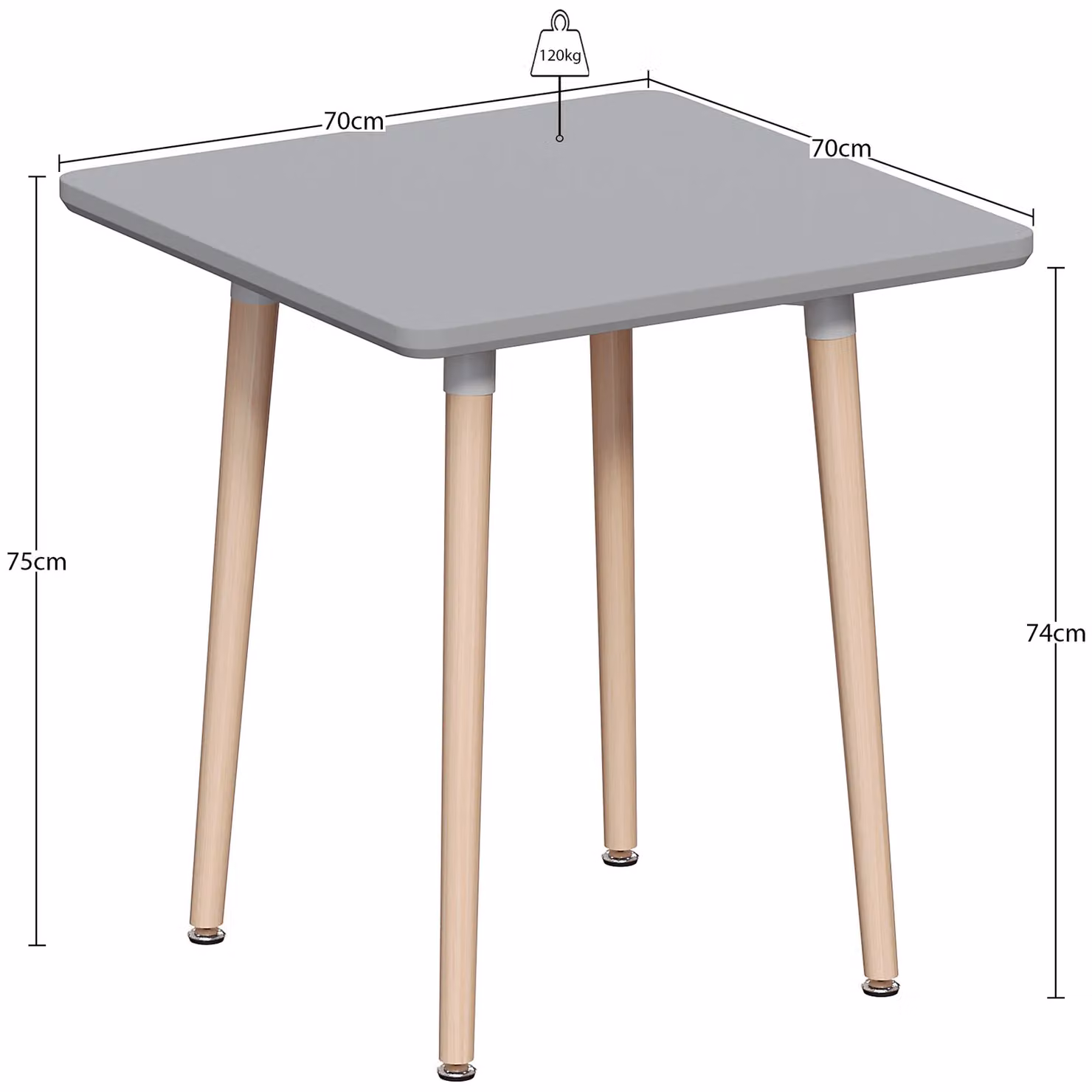 Vida Designs Batley Square 2 Seater Dining Table in Grey MDF and Solid Beech Wood – 2